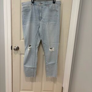 LOFT Light Blue Distressed Skinny Ankle Jeans